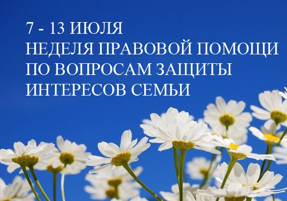 Всероссийская неделя правовой помощи по вопросам защиты интересов семьи Всероссийская неделя правовой помощи по вопросам защиты интересов семьи.